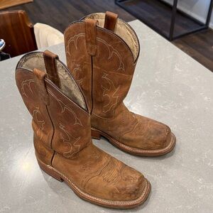 Double H Men's Distressed Brown Leather Western Boots with Steel Toe